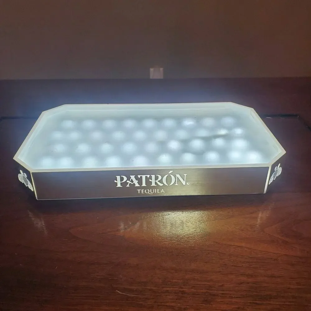 Patron LED Light Up Tray Gold Trim Bar Serving VIP Bottle Service Board